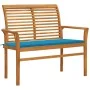 Solid teak wood garden bench with blue cushion 112 cm by vidaXL, garden benches - Ref: Foro24-3062653, Price: 145,48 €, Disco...