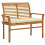 Gartenbank aus massivem Teakholz mit weißem Kissen, 112 cm von vidaXL, Gartenbänke - Ref: Foro24-3062666, Preis: 153,00 €, Ra...