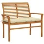 Solid teak wood garden bench with white cushion 112 cm by vidaXL, garden benches - Ref: Foro24-3062666, Price: 152,85 €, Disc...