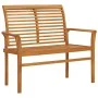 Solid teak wood garden bench with white cushion 112 cm by vidaXL, garden benches - Ref: Foro24-3062666, Price: 152,85 €, Disc...
