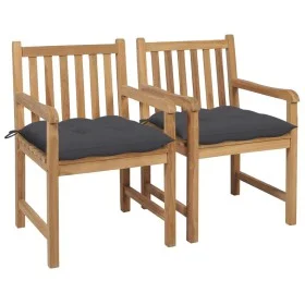 Gartenstühle 2 Stück Teakholz und anthrazitgraue Kissen von vidaXL, Gartenstühle - Ref: Foro24-3062745, Preis: 301,53 €, Raba...