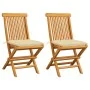 Garden chairs 2 pcs teak wood with cream white cushions by vidaXL, Garden chairs - Ref: Foro24-3062477, Price: 144,44 €, Disc...
