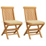 Gartenstühle 2 Stück Teakholz mit cremeweißen Kissen von vidaXL, Gartenstühle - Ref: Foro24-3062477, Preis: 153,43 €, Rabatt: %