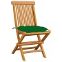 Gartenstühle 4 Stück aus massivem Teakholz mit grünen Kissen von vidaXL, Gartenstühle - Ref: Foro24-3062588, Preis: 242,39 €,...