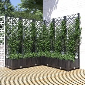 Planter with trellis PP black 120x120x121.5 cm by vidaXL, Pots and planters - Ref: Foro24-318276, Price: 154,72 €, Discount: %
