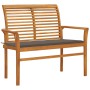 Solid teak wood garden bench with taupe gray cushion 112 cm by vidaXL, garden benches - Ref: Foro24-3062657, Price: 157,52 €,...