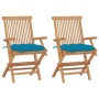 Gartenstühle 2 Stk. Teakholz mit hellblauen Kissen von vidaXL, Gartenstühle - Ref: Foro24-3062506, Preis: 204,05 €, Rabatt: %