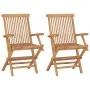 Sillas de jardín 2 uds madera teca con cojines azul claro de vidaXL, Sillas de jardín - Ref: Foro24-3062506, Precio: 185,05 €...