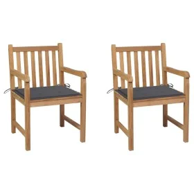 Gartenstühle 2 Stk. mit anthrazitgrauen Teakholz-Kissen von vidaXL, Gartenstühle - Ref: Foro24-3062730, Preis: 305,21 €, Raba...