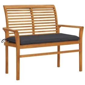 Solid teak wood garden bench with anthracite cushion 112 cm by vidaXL, garden benches - Ref: Foro24-3062664, Price: 151,07 €,...