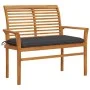Banco de jardín madera maciza teca con cojín antracita 112 cm de vidaXL, Bancos de jardín - Ref: Foro24-3062664, Precio: 150,...