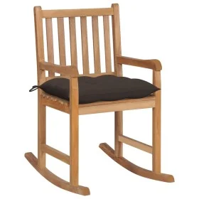 Schaukelstuhl aus massivem Teakholz mit taupegrauem Kissen von vidaXL, Gartenstühle - Ref: Foro24-3062780, Preis: 159,78 €, R...