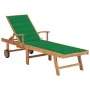 Liegestuhl mit grünem Kissen aus massivem Teakholz von vidaXL, Liegen - Ref: Foro24-3063011, Preis: 294,79 €, Rabatt: %