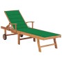 Liegestuhl mit grünem Kissen aus massivem Teakholz von vidaXL, Liegen - Ref: Foro24-3063011, Preis: 273,79 €, Rabatt: %