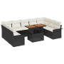 Conjunto de sofá de jardín con cojín 10 pcs Negro y crema