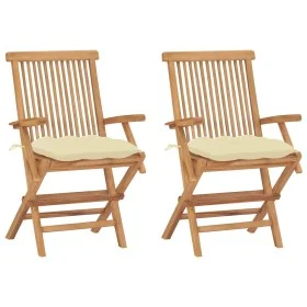 Gartenstühle 2 Stk. Teakholz mit cremeweißen Kissen von vidaXL, Gartenstühle - Ref: Foro24-3062504, Preis: 185,05 €, Rabatt: %