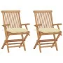 Gartenstühle 2 Stk. Teakholz mit cremeweißen Kissen von vidaXL, Gartenstühle - Ref: Foro24-3062504, Preis: 185,05 €, Rabatt: %