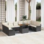Conjunto de sofá de jardín con cojín 11 pcs Negro y crema