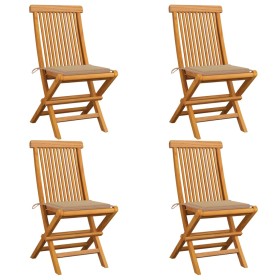 4 Stk. Gartenstühle mit beigen Kissen aus Teakholz von vidaXL, Gartenstühle - Ref: Foro24-3062571, Preis: 260,03 €, Rabatt: %