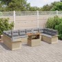 Conjunto de sofá de jardín con cojín 11 pcs beige y gris claro
