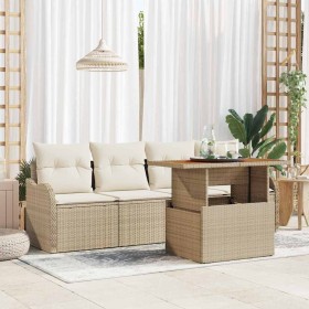 Conjunto de sofá de jardín 5 pcs beige y crema 100 x 55 x 73 cm