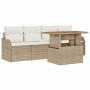 Conjunto de sofá de jardín 5 pcs beige y crema 100 x 55 x 73 cm