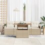 Conjunto de sofá de jardín 5 pcs beige y crema 100 x 55 x 73 cm