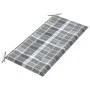 Banco de jardín madera de teca con cojín a cuadros gris 112 cm de vidaXL, Bancos de jardín - Ref: Foro24-3062663, Precio: 146...