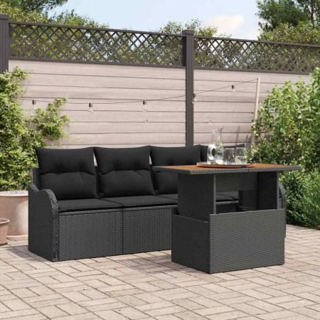 Conjunto de sofá de jardín Manual 5 pcs Negro 100 x 55 x 73 cm