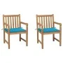 Garden chairs 2 pcs solid teak wood with blue cushions by vidaXL, Garden chairs - Ref: Foro24-3062734, Price: 304,69 €, Disco...