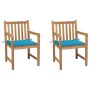 Gartenstühle 2 Stück aus massivem Teakholz mit blauen Kissen von vidaXL, Gartenstühle - Ref: Foro24-3062734, Preis: 304,39 €,...