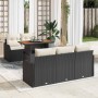 Conjunto de sofá de jardín 6 pcs Negro y crema 100 x 55 x 73 cm