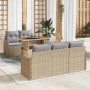 Conjunto de sofá de jardín con cojín 6 pcs beige y gris claro