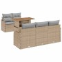 Conjunto de sofá de jardín con cojín 6 pcs beige y gris claro