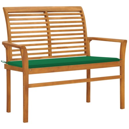 Massive Teakholz-Gartenbank mit grünem Kissen, 112 cm. von vidaXL, Gartenbänke - Ref: Foro24-3062654, Preis: 151,36 €, Rabatt: %