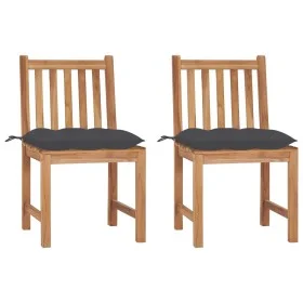 Sillas de jardín 2 unidades madera maciza de teca con cojines by vidaXL, Garden chairs - Ref: Foro24-3062931, Price: 231,21 €...