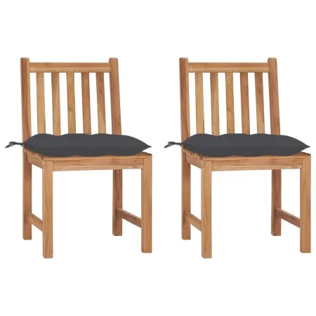Sillas de jardín 2 unidades madera maciza de teca con cojines by vidaXL, Garden chairs - Ref: Foro24-3062931, Price: 231,21 €...
