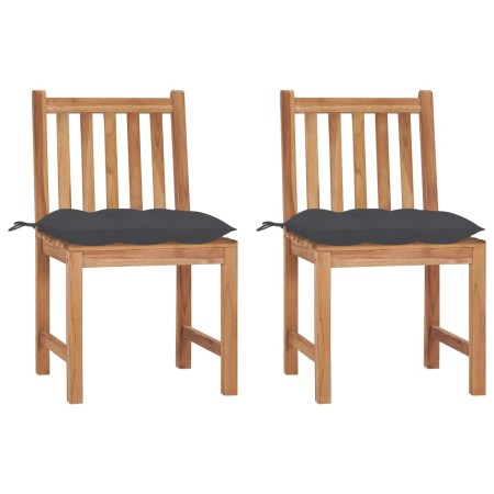 Sillas de jardín 2 unidades madera maciza de teca con cojines by vidaXL, Garden chairs - Ref: Foro24-3062931, Price: 239,39 €...