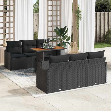 Conjunto de sofá de jardín Manual 7 pcs Negro 100 x 55 x 73 cm