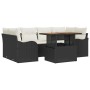 Conjunto de sofá de jardín 7 pcs Negro y crema 100 x 55 x 73 cm