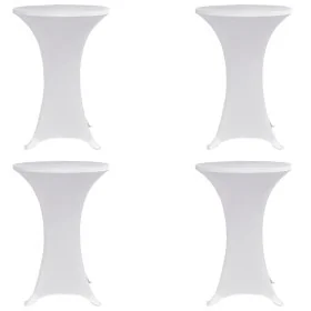 Mantel elástico para mesa alta 4 unidades blanco Ø60 cm