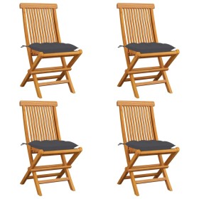 Garden chairs 4 pcs teak wood and anthracite gray cushions by vidaXL, Garden chairs - Ref: Foro24-3062583, Price: 252,03 €, D...