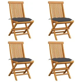 Gartenstühle 4 Stück Teakholz und anthrazitgraue Kissen von vidaXL, Gartenstühle - Ref: Foro24-3062583, Preis: 241,24 €, Raba...