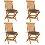 Gartenstühle 4 Stück Teakholz und anthrazitgraue Kissen von vidaXL, Gartenstühle - Ref: Foro24-3062583, Preis: 252,03 €, Raba...