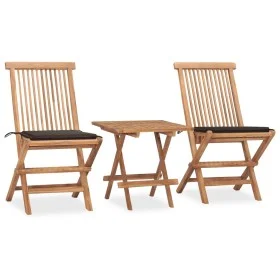 Faltbare Gartenessgruppe, 3-teilig, aus Teakholz mit Kissen. von vidaXL, Gartensets - Ref: Foro24-3063206, Preis: 166,52 €, R...