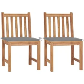 Gartenstühle 2 Einheiten aus massivem Teakholz mit Kissen von vidaXL, Gartenstühle - Ref: Foro24-3062917, Preis: 226,75 €, Ra...