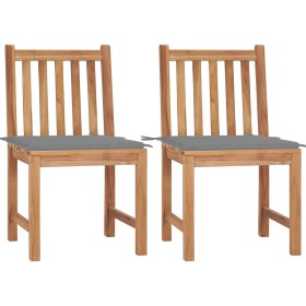 Sillas de jardín 2 unidades madera maciza de teca con cojines de vidaXL, Sillas de jardín - Ref: Foro24-3062917, Precio: 234,...