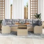 Conjunto de sofá de jardín con cojín 8 pcs beige y gris claro