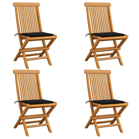 Gartenstühle 4 Einheiten mit schwarzen Teakholzkissen von vidaXL, Gartenstühle - Ref: Foro24-3062575, Preis: 254,61 €, Rabatt: %