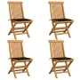 Sillas de jardín 4 uds con cojines negros madera de teca de vidaXL, Sillas de jardín - Ref: Foro24-3062575, Precio: 253,05 €,...